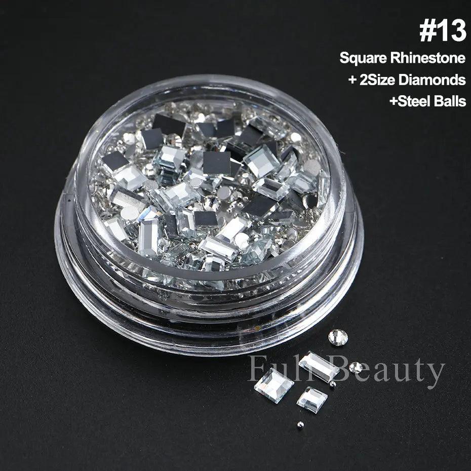 Crystal White Nail Rhinestones Glitter Wedding Bride Design Flatback Gems Charms Beads 3D Nail Art Decoration DIY Parts LAS-008