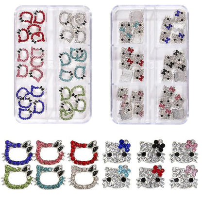 60/30/10PCS Hello Kitty 3D Nail Charms Alloy Full Diamond Jewelry Nail Rhinestone Charms Crystal Nail Manicure Cartoon,Sanrio