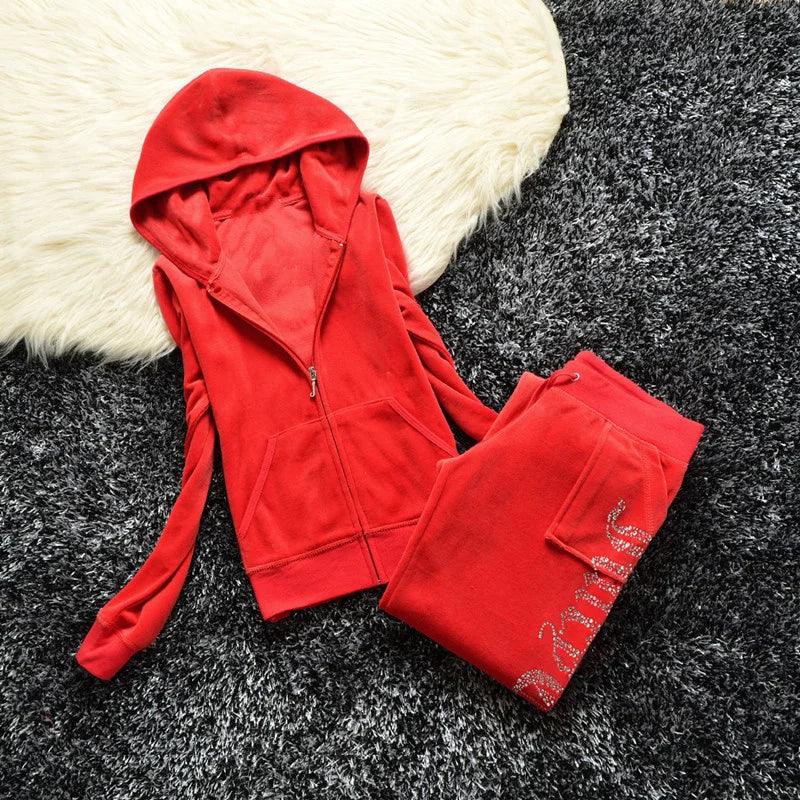 Y2k 1:1 Juicy Brand Velvet Tracksuit Set 2024 Women's Velours Tracksuit Juicy Coursera Sewing Set Diamonds Juicy Shorts Set