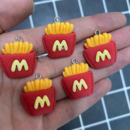 10pcs/pack Cute 3D Small Potato Chips Resin Charms Double Sided Potato Chips Food Pendants For Earring Keychain Jewelry Make DIY