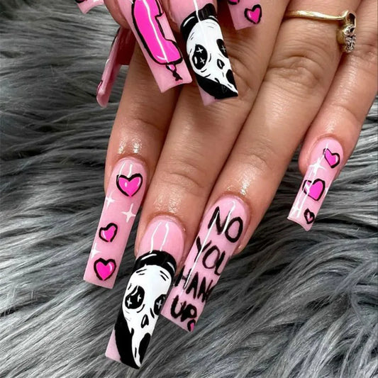 Halloween Acrylic Press On Nails Almond Shape Fake Nails Short Full Cover Glue On Nails Halloween Stick On Nails Cute Ghost Pump