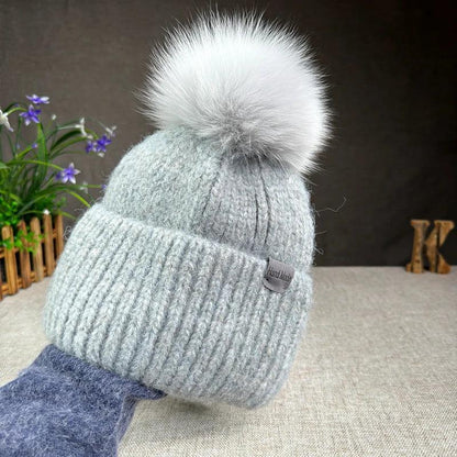 Big size New Brand fur pompom hat Fashion traveling hats for women girl High quality rabbit fur winter Warm Female beanies