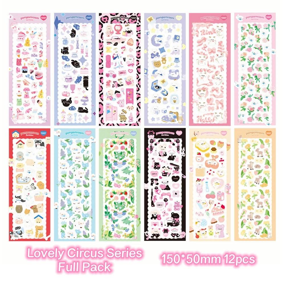 10~12pcs Lovely Cute Korean Toploader Decoration Seal Stickers 3D Holographic Design Kawaii Kpop Cardholder Journaling Deco