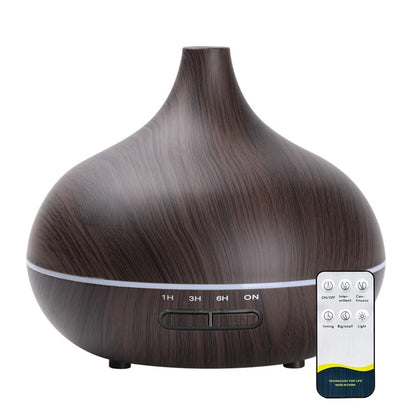 550ml Wood Color USB Aroma Diffuser, Essential Oil Diffuser with 7 Color LED Lights & Remote Control, USB Powered Air Humidifier