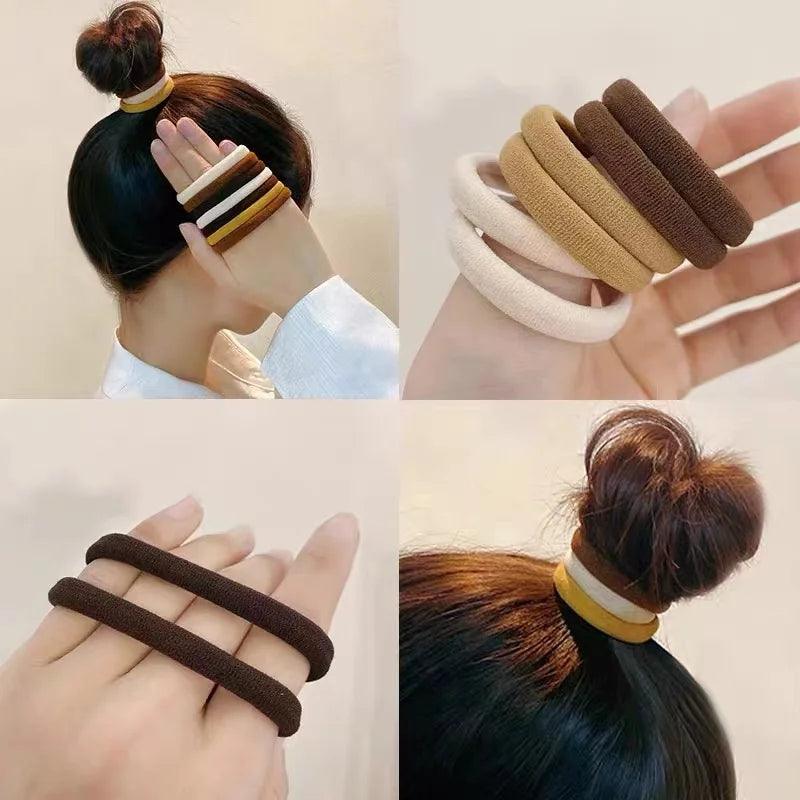 100PCS 4.5CM Seamless Soft HairBands Elastic Rubber Band Women Girl Hair Ties Nylon Scrunchies Hair Accessories