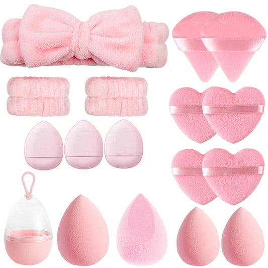 17Pcs Makeup Sponge Blender Set Beauty Egg Foundation Cosmetic Sponges Powder Puff With Wash Face Headbands Women Make Up Tools