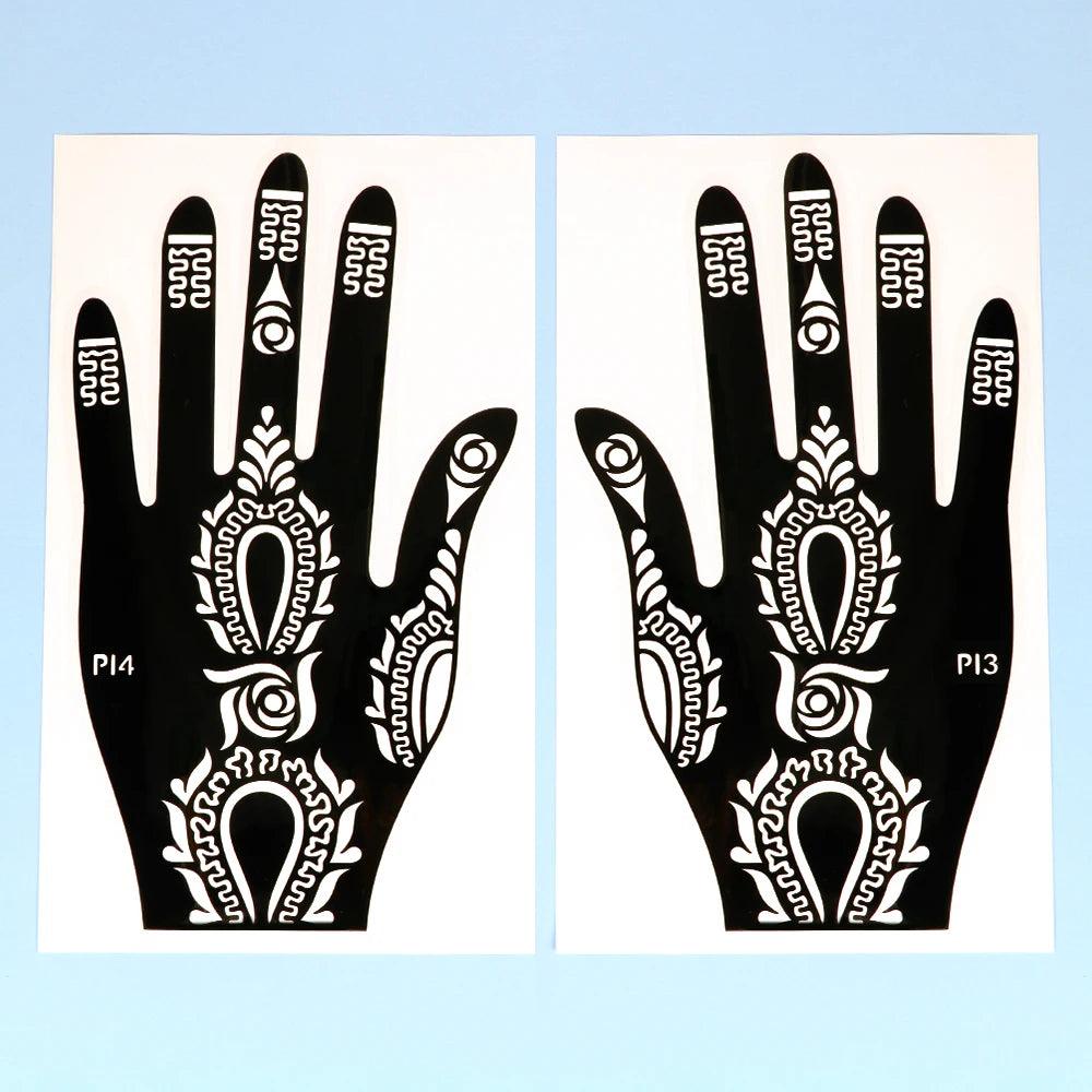 2pcs Henna Tattoo Stencils Templates For Women Temporary Tattoo Indian Fashion Flower Wedding Tattoo Supplies For DIY Body Art