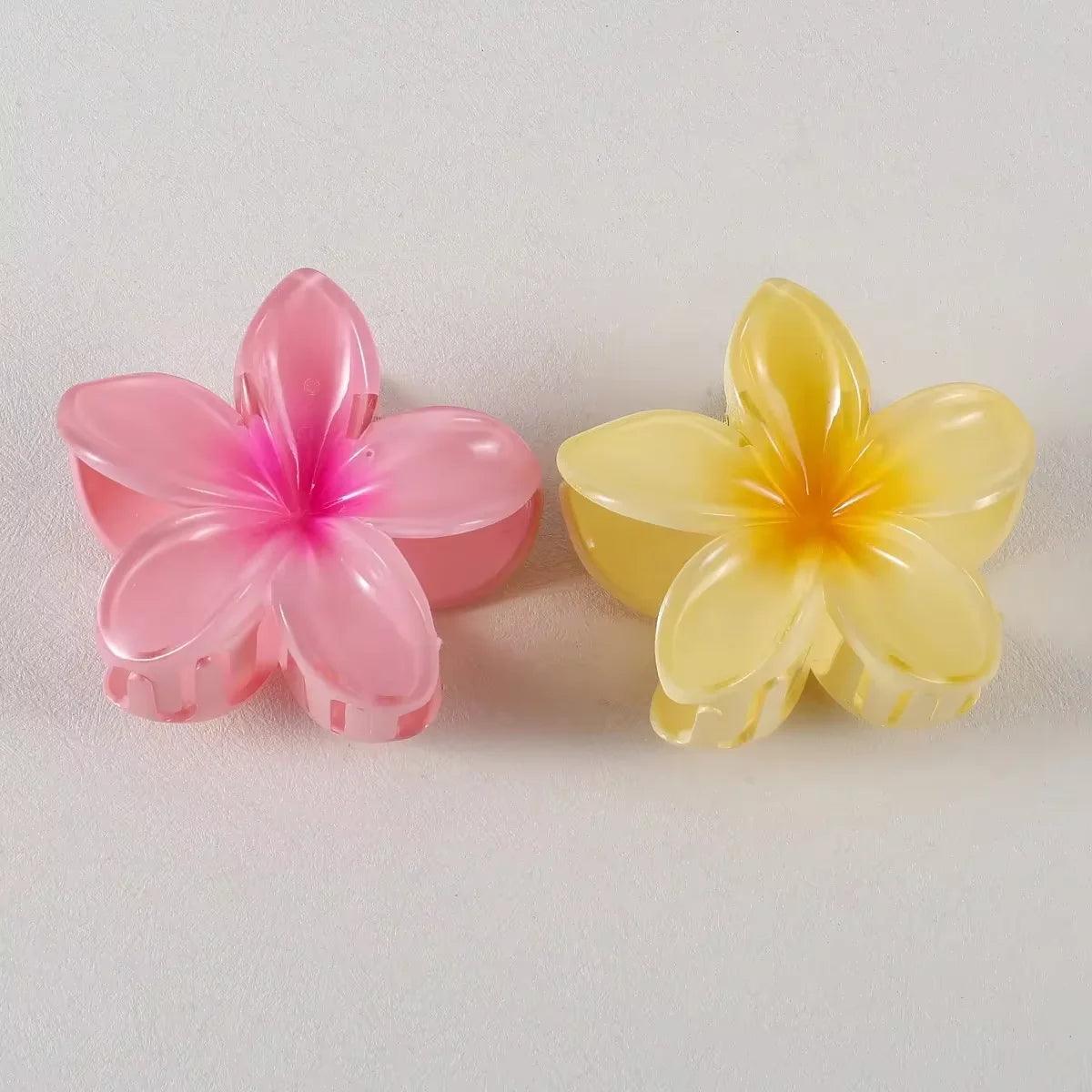 2/4/6pcs Fashion Women Flower Hair Claws Hawaiian Gradient Hair Clips Vacation Beach Style Hairpins Hair Accessories ﻿