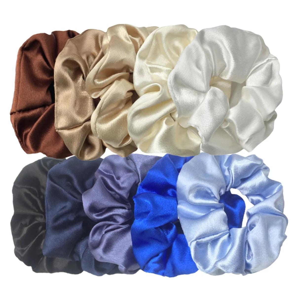 10/5pcs/lot Accessoires Women Girls Silky Satin Hair Scrunchies Solid Elastic Elegant Rubber Band Headwear Holder Scrunchy Black