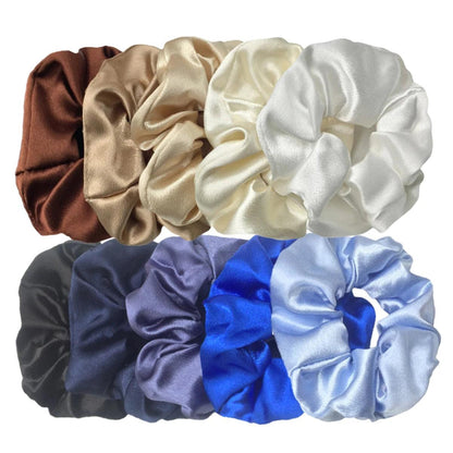 10/5pcs/lot Accessoires Women Girls Silky Satin Hair Scrunchies Solid Elastic Elegant Rubber Band Headwear Holder Scrunchy Black