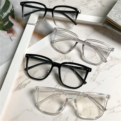 Large Square Frame Anti-Blue Light Glasses Fashion Retro Men Women Computer Gaming Eye Protection Classic Plain Glass Spectacles - HighGloss Shop