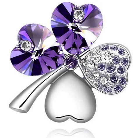 Crystal four leaf clover Brooch romantic fashion jewelry accessories charm girl lover gift summer birthday quality dropshipping