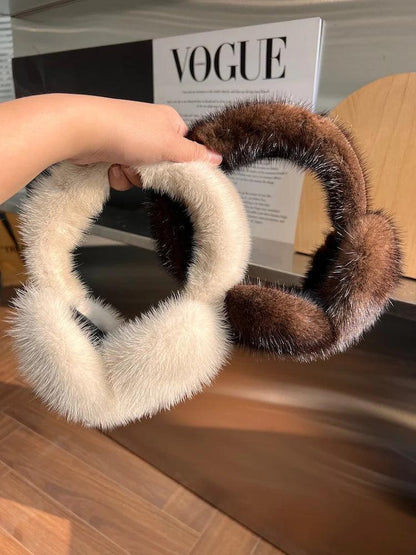 Winter Luxury Women Warm 100% Real Natural Mink Fur Earmuff Outdoor Fashion Mink Fur Earmuffs Girl Winter Ear Protection