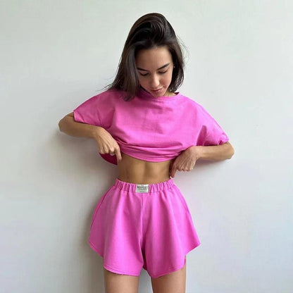 Women 2 Piece Set Outfit 2024 Summer Short Sleeve and Shorts Set New Two Piece Set