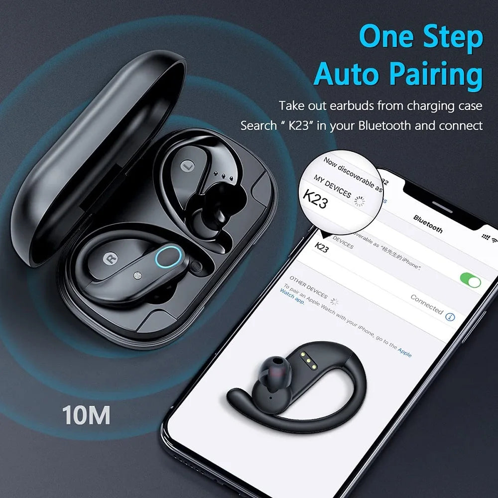 TWS Wireless Bluetooth Earphone Noise Canceling Earbuds Waterproof Sport Touch HIFI Headphone 4-Mics HD Call for Sports Running