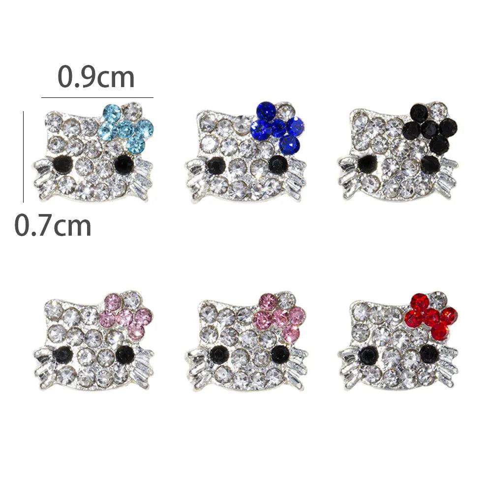 60/30/10PCS Hello Kitty 3D Nail Charms Alloy Full Diamond Jewelry Nail Rhinestone Charms Crystal Nail Manicure Cartoon,Sanrio