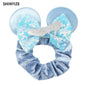 New Chic Disney Mickey Mouse Ears Hair Scrunchies Sequins 4"Bows Elastic Headband Women Velvet Girls DIY Hair Accessories Gift