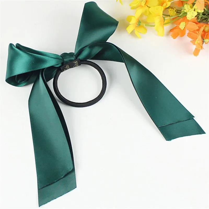 1pcs Women Rubber Bands Tiara Satin Ribbon Bow Hair Braiders Scrunchie Ponytail Holder Gum for Hair Accessories Elastic Braiders