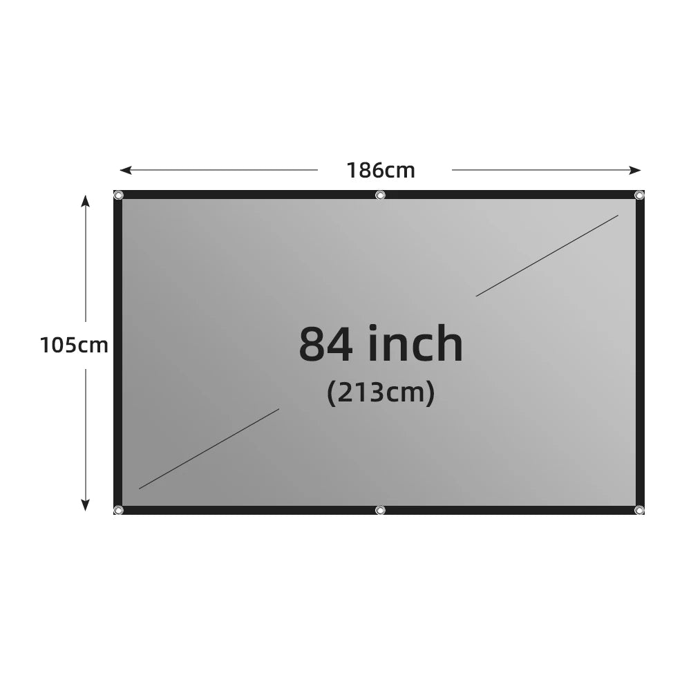 VEIDADZ Projector Screen Metal Grey Anti-Light 60-133 inch 30° Viewing Angle 16:9 Portable Reflective Screen Home Theatre Indoor