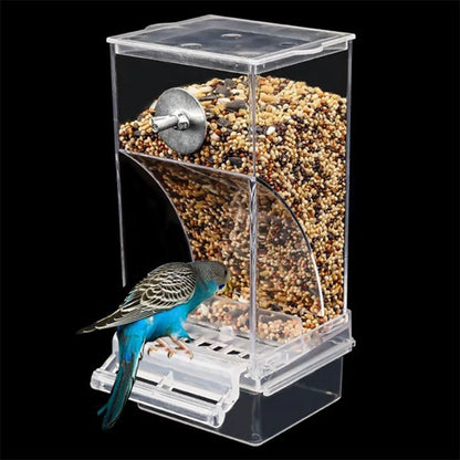 No Mess Bird Feeders Automatic Parrot Feeder Drinker Acrylic Seed Food Container Cage Accessories For Small And Medium Parakeets