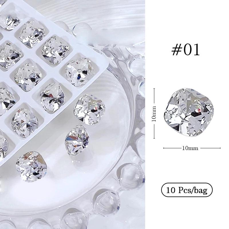 1Bag 3D Heart Nail Rhinestones Water ripple flat bottom love Charms Crystal Nail Art Decorations Gem Kawaii Resin Nails Gems