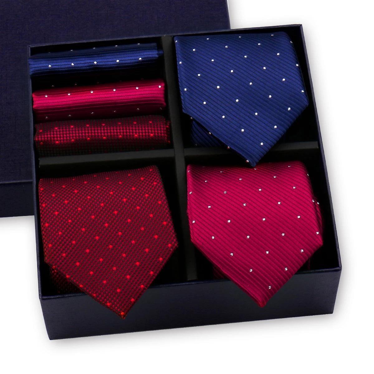 Luxury Men's Tie 3 Sets In Gift Box Paisley Striped Necktie Handkerchief For Men Gravata Wedding Formal Clothing Accessories