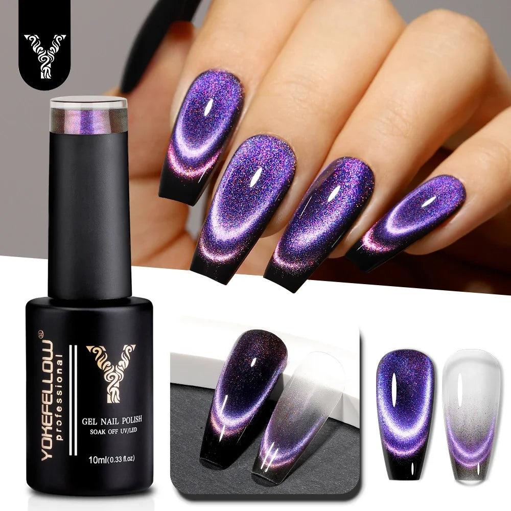 YOKEFELLOW 2024 New Dreamland Cat Eye Gel Nail Polish 10ml Dual Gloss Dreamland Color Soak Off Cat Magnetic UV Gel Varnish DIY