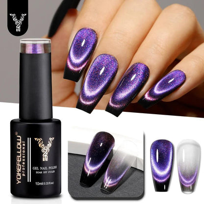 YOKEFELLOW 2024 New Dreamland Cat Eye Gel Nail Polish 10ml Dual Gloss Dreamland Color Soak Off Cat Magnetic UV Gel Varnish DIY