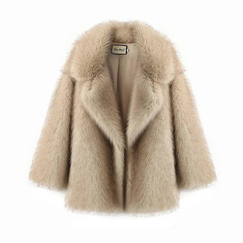 Neo Mint 2024 Winter Ins Hot Fashion Girls Oversized Gradient Fur Coat Women Thick Warm Outerwear Fluffy Faux Fox Fur Jacket