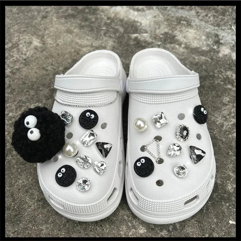 New DIY Black Plush Ball Shoes Charms for Croc  Ball Cute Croc Charms Designer Lovely Croc Accessories All-match Hot Sale