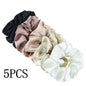 5/1pc Accessoires Women Girls Silky Satin Hair Scrunchies Solid Stretch Elastic Simple Elegant Rubber Band Ponytail Tie low cost