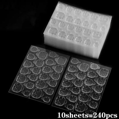 240Pcs Double Side Adhesive Tape Glue Sticker False Nail Glue for Fake Nails Tips Clear Jelly Gel Pad Press On Nails Manicure 23