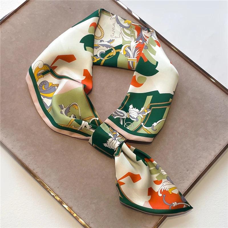 2023 New Luxury Brand Skinny Neckerchief Scarf For Women Satin Silk Ribbons Bandana Ladies Neck Tie Wrist Wrap Shawl Echarpe