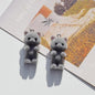 Kawaii 3D Fluffy Flocking Cat Animal Charms Miniature Dolls Keychain Necklace Pendant DIY Crafts Jewelry Make