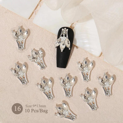 Butterfly Shaped Gold Silver Nail Charms Metal Alloy 3D Nail Rivets Gems Decoration Manicure Jewelry Accessories Nail Supplies