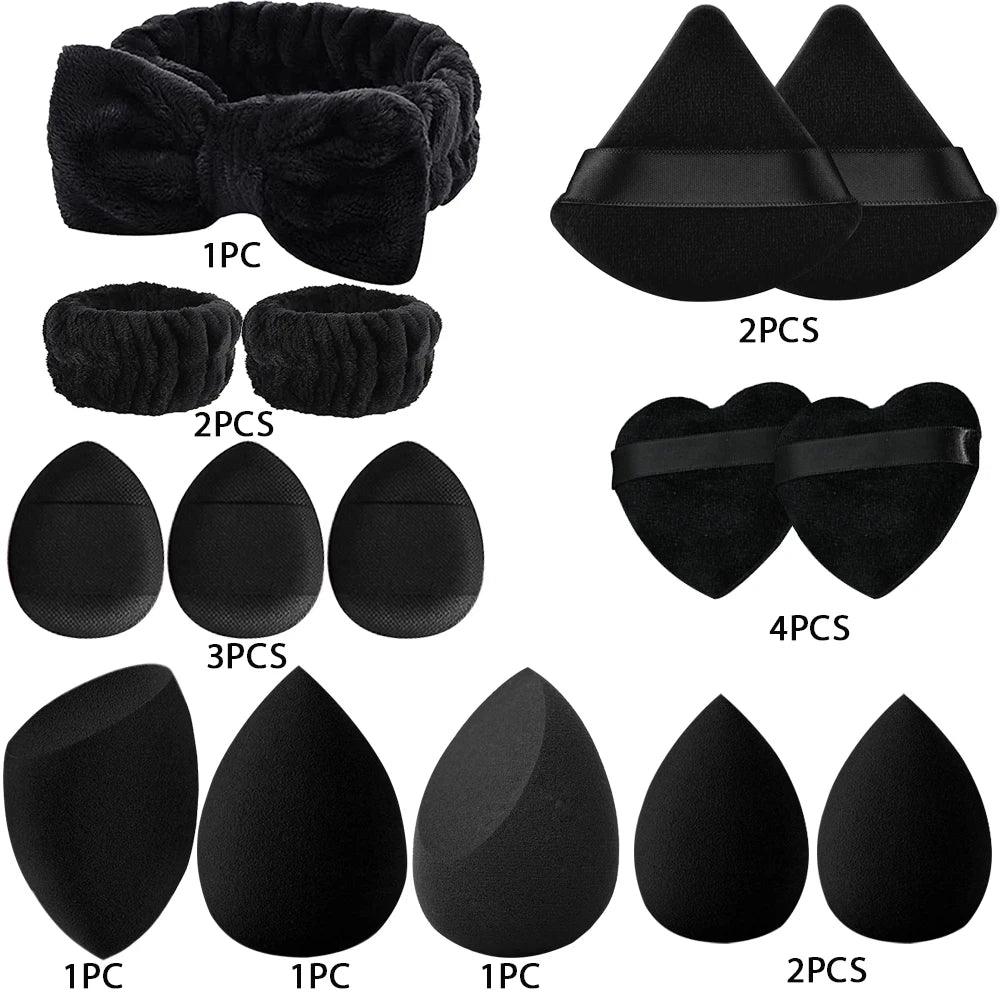 17Pcs Makeup Sponge Blender Set Beauty Egg Foundation Cosmetic Sponges Powder Puff With Wash Face Headbands Women Make Up Tools