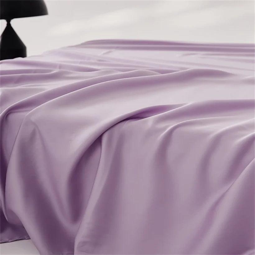 100% Mulberry Silk Flat Bed Sheet for Double Bed Single Queen King Solid Color Top Sheets for Beds Luxurious Smooth Bed Cover