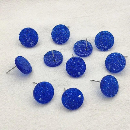 New Arrival! 14/16mm 100pcs/lot Acrylic Coin-Shape Glitter Color Earring Studs For Earrings Accessories/Parts Jewelry DIY Making