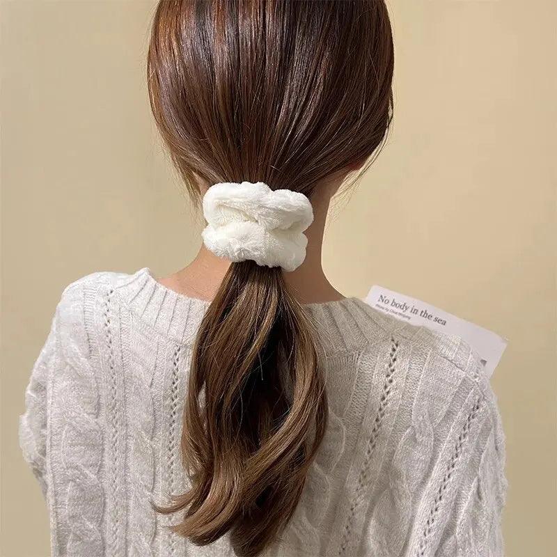 7 Pcs/Set Women Hair Scrunchies Set Plush Solid Hair Band for Girls Ponytail Holder Rubber Bands Hair Ties Hair Accessories