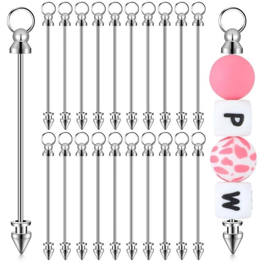 30Pcs Metal Rod Charm with Eye Pins Beadable Metal Rod Pendants Versatile Beading Accessories for Jewelry Designers