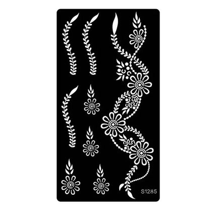 Heallor Indian Henna Hollow Temporary Tattoo Stencil Sticker Body Face Arm Hand Painting Tattoo Templates Sticker Tattoo Stencil