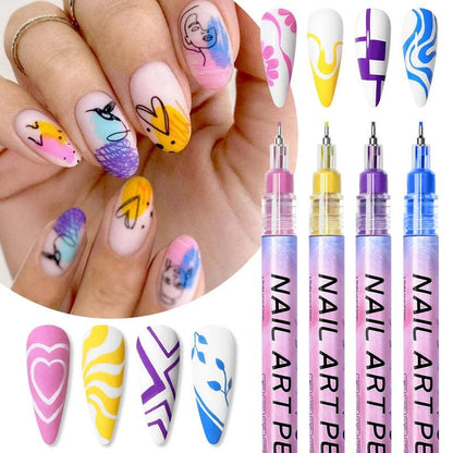 Nail Art Drawing Graffiti Pen Waterproof Painting Liner Brush DIY 3D Abstract Lines Fine Details Flower Leaf Nail Manicure Tools