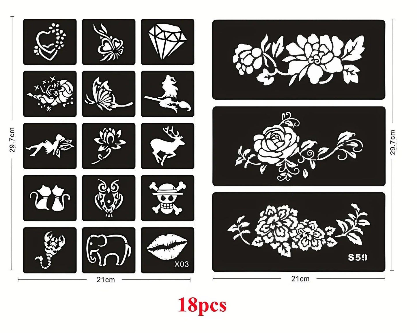 10-99pcs Henna Tattoo Stencils Kit Reusable for Men Women Kids Temporary Indian Arabian Glitter Airbrush Tattoo Template Body