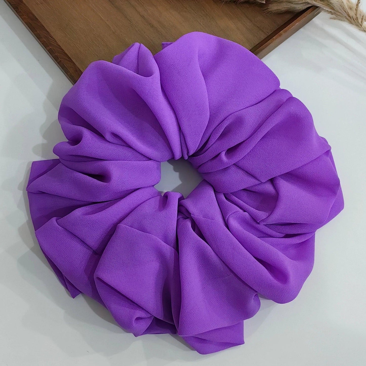 Big Size Chiffon Scrunchies For Muslim Women Custom Elastic Volumizing Oversized Neat stitching Malaysian Bunch Hair Tie