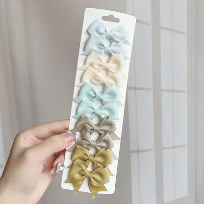 10Pcs/Set 1.9'' Solid Color Ribbon Kids Bows Hair Clips for Baby Girls Handmade Bowknot Hairpin MiNi Barrettes Hair Accessories