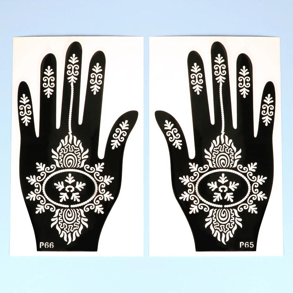 2pcs Henna Tattoo Stencils Templates For Women Temporary Tattoo Indian Fashion Flower Wedding Tattoo Supplies For DIY Body Art