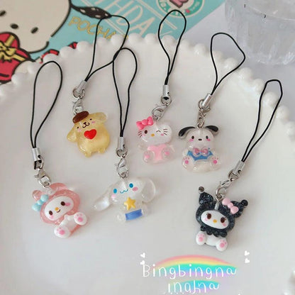 Sanrio Anime My Melody Bag Keychain Cartoon Cinnamonroll Hello Kitty Cute Phone Pendant Girly Items Pendant Rope Decoration