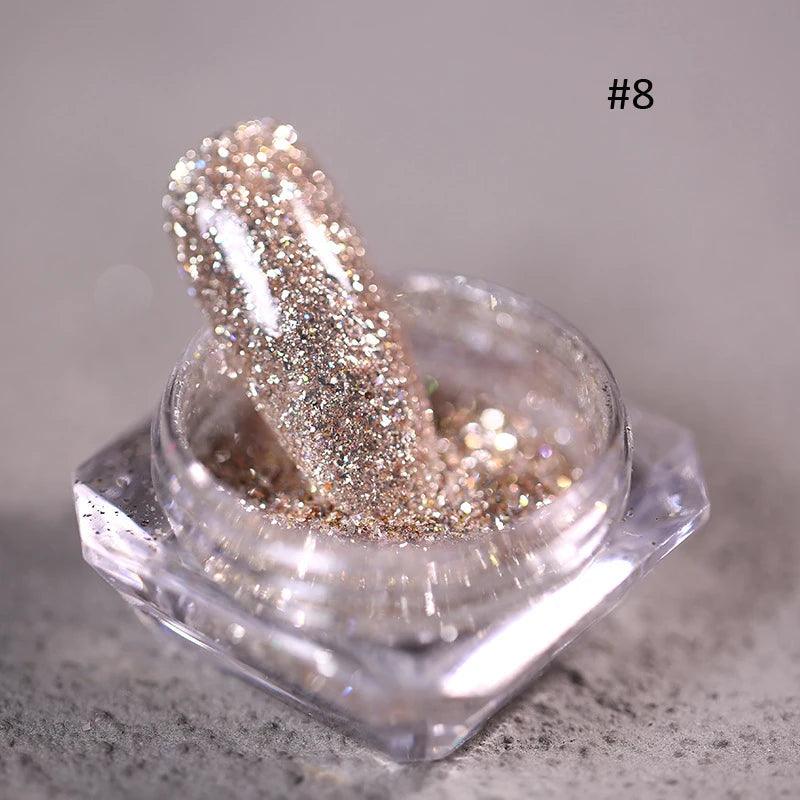 1Jar Silver/gold Holographic Nail Glitter Powder DIY Shiny Nail Glitter Dust Decoration UV Gel Nail Pigment Sequin Accessories 9