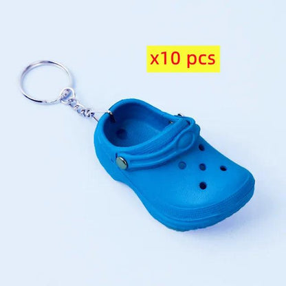 10 PcsCute 3D Mini EVA Beach Hole Little Croc Shoe Keychain Girl Gift Bag Accessories Decoration Keyring Floating KeyChain Charm