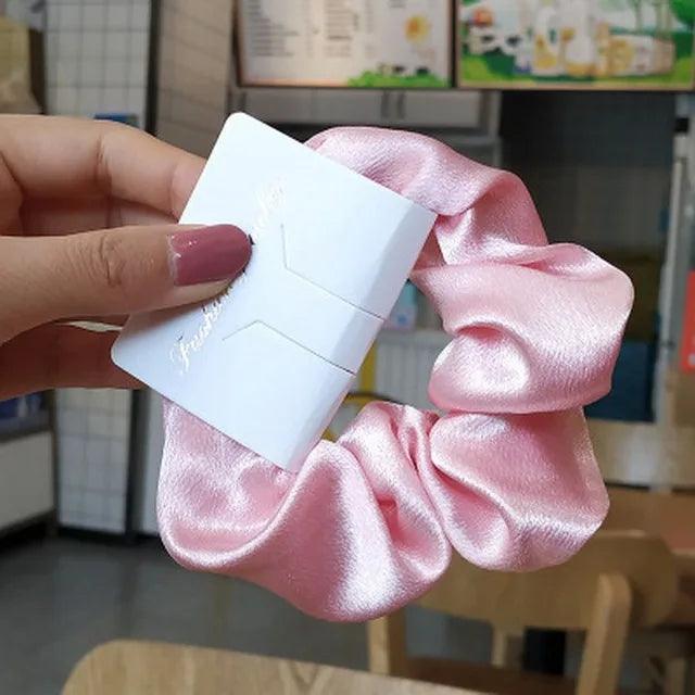 2023 Women Fashion Silk Scrunchie With Rhinestones Elastic Satin Hair Band Girls Big Hair Tie Balck Crunchy For Hair Accessories